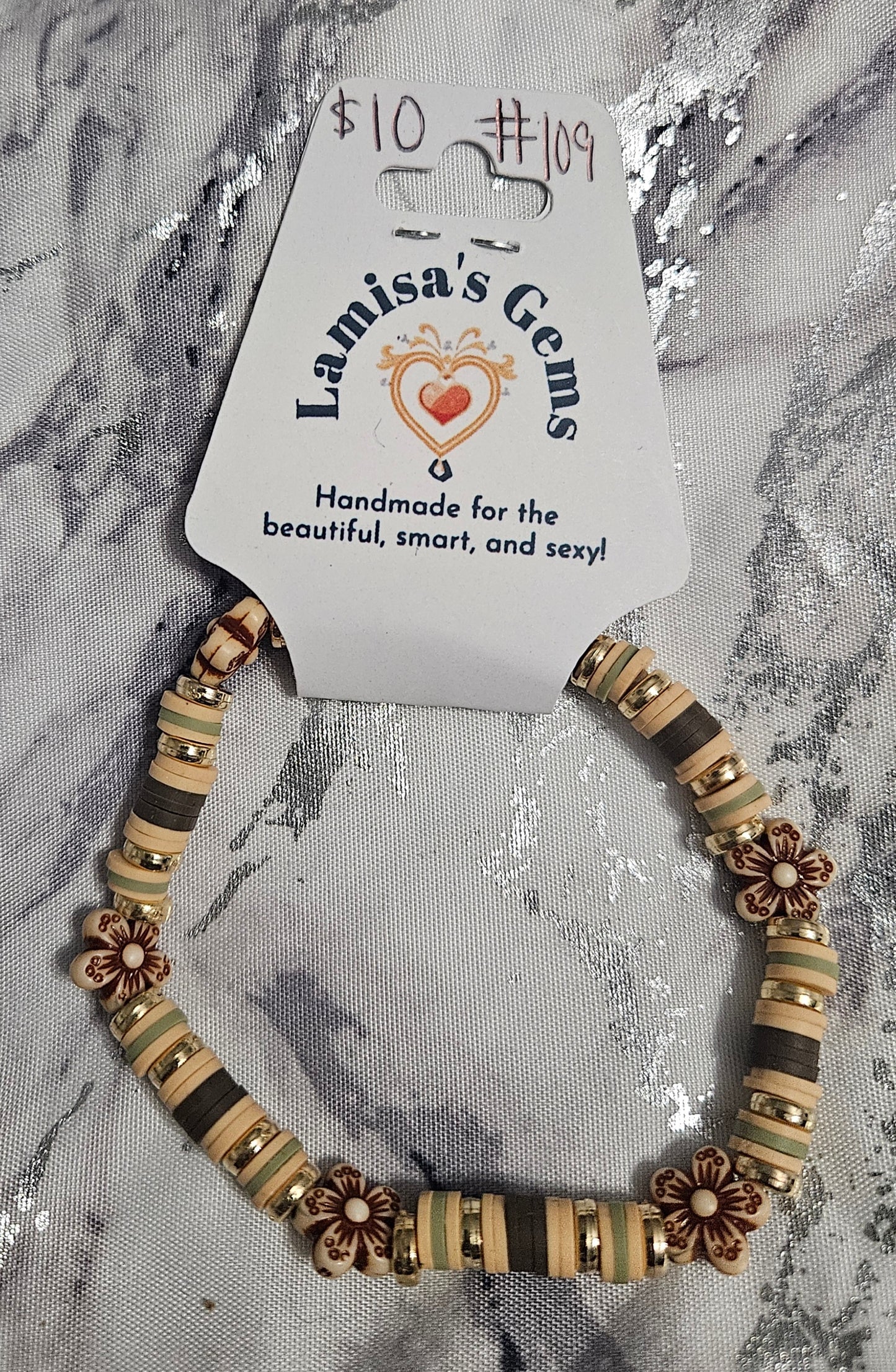 Flower Heishi Bracelet