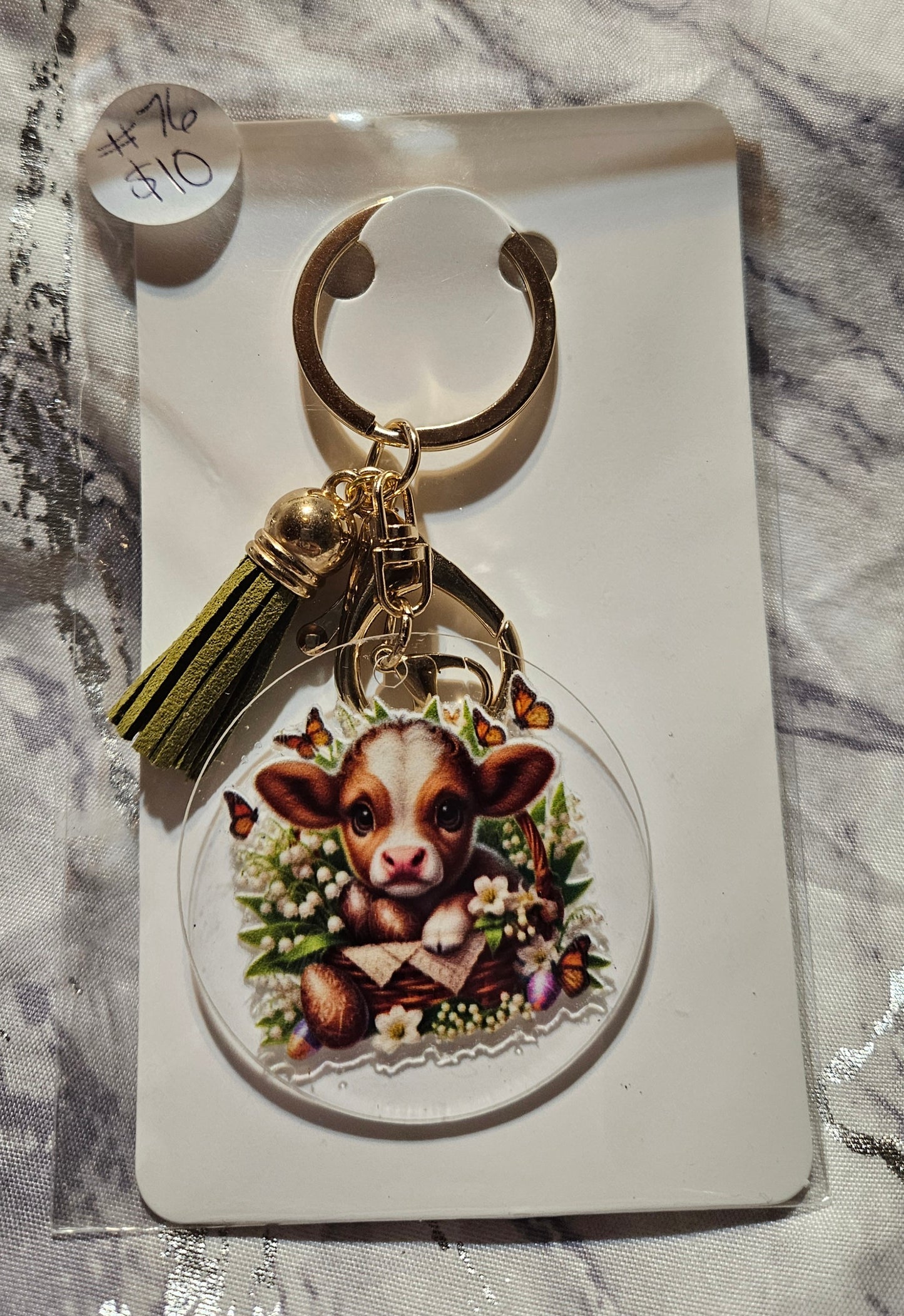 Easter Cow Keychain