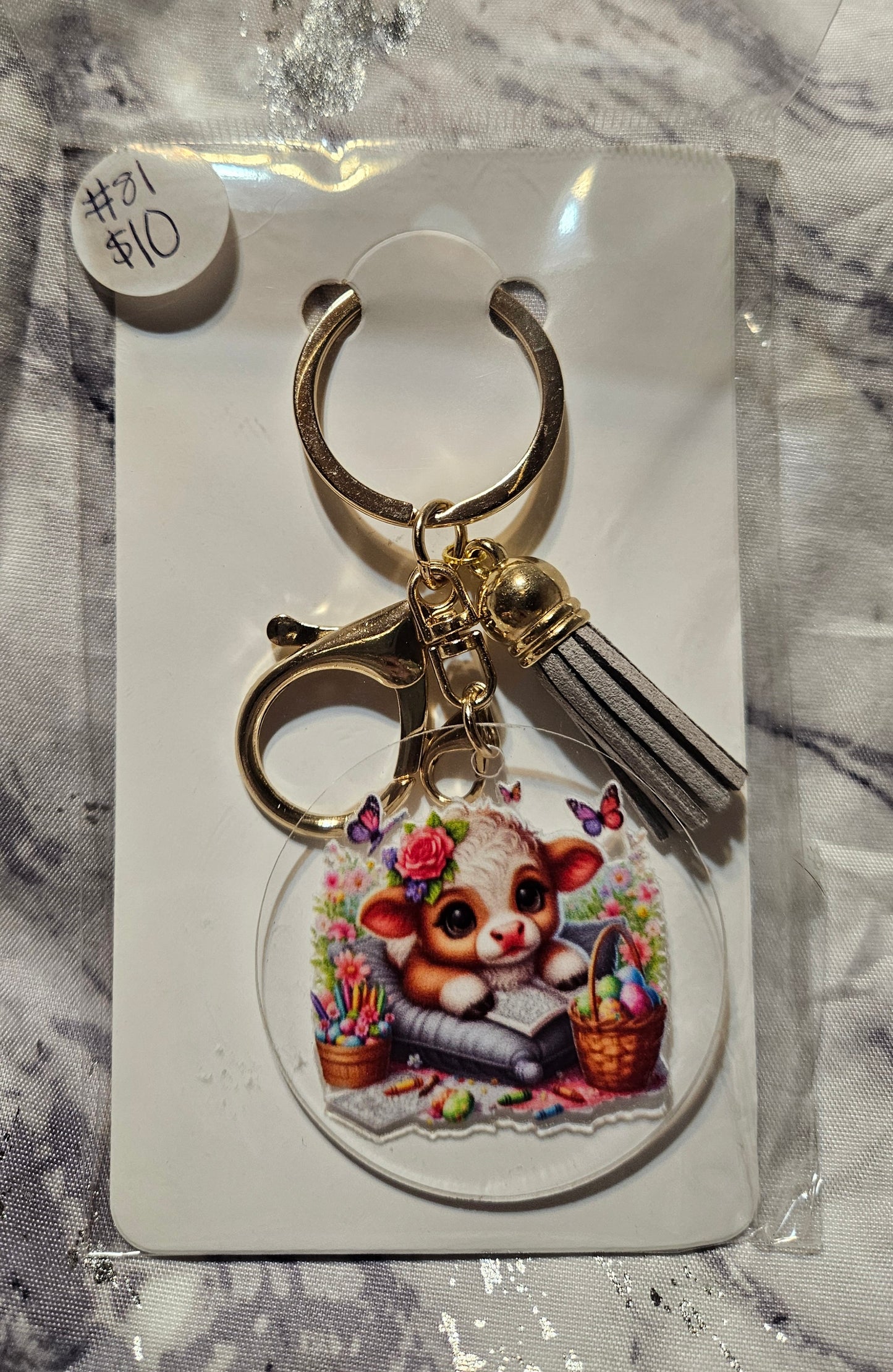 Easter Cow Keychain