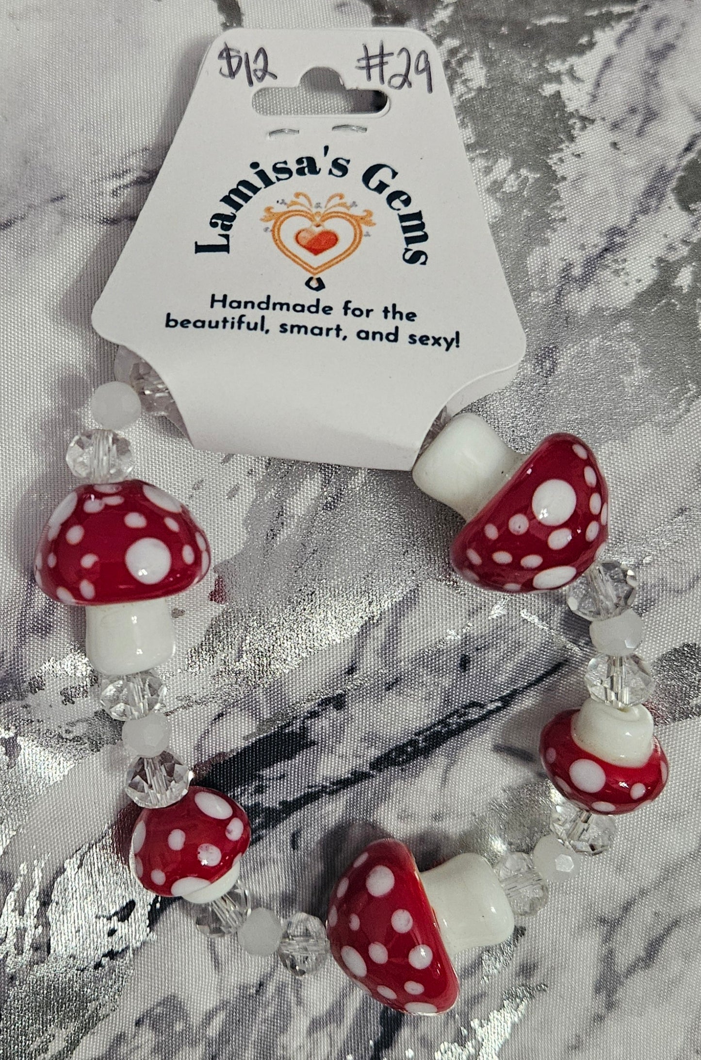 Glass Mushroom Bracelet