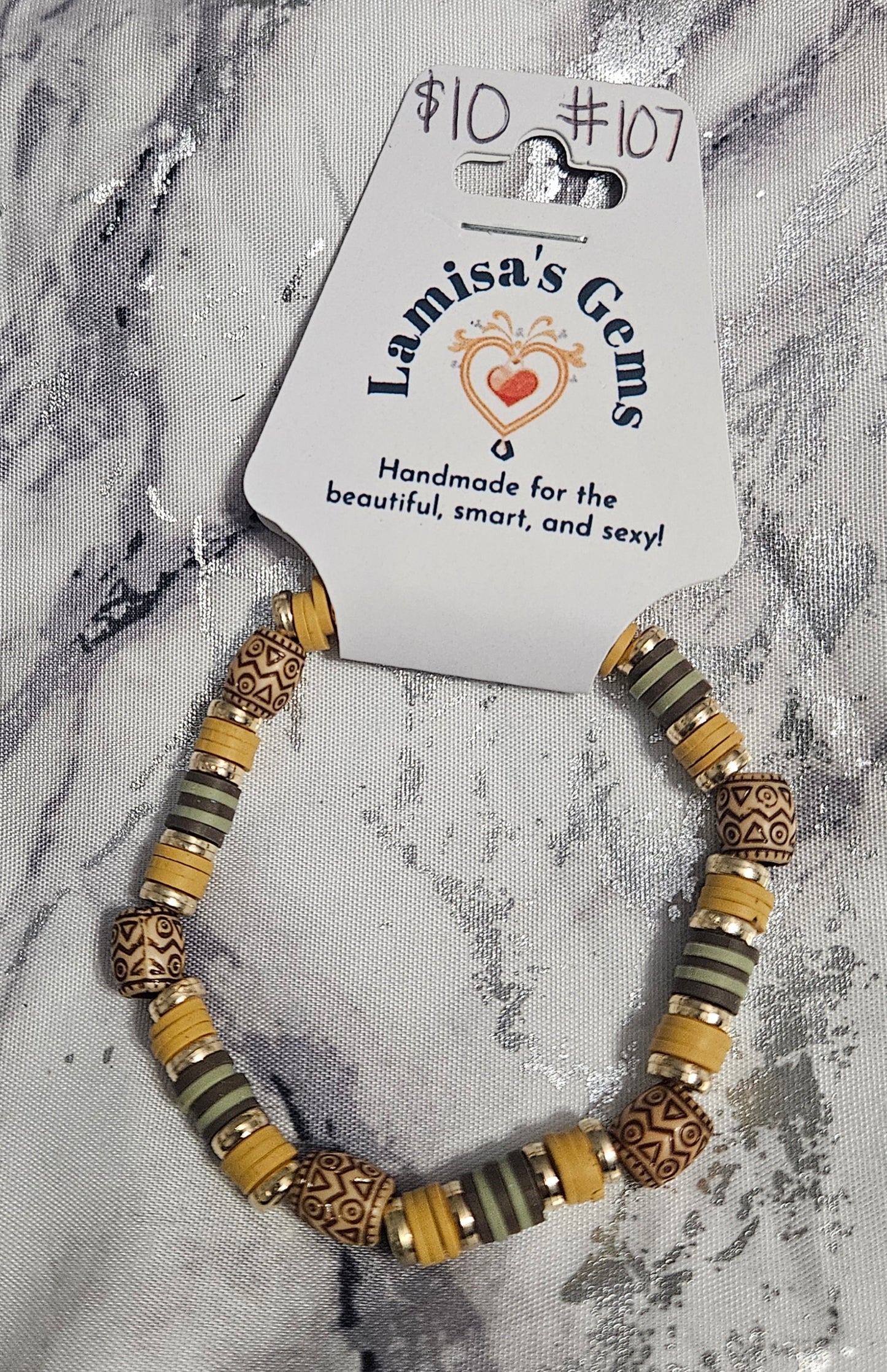 Tribal Barrel Heishi Bracelet