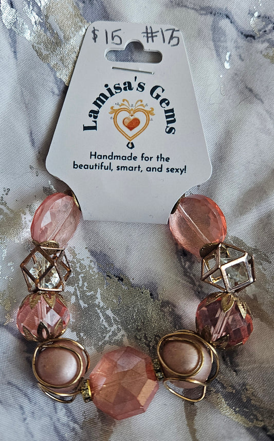 Peach Crystal & Pearl Bracelet