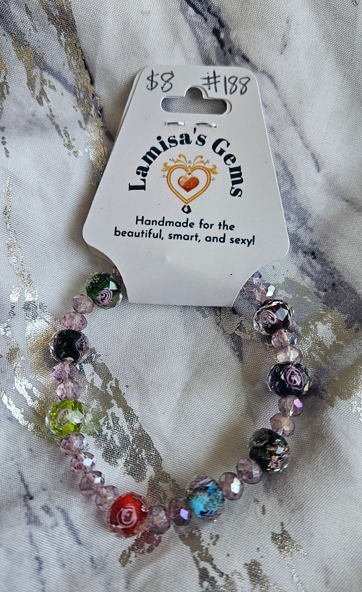 Multicolored Flower Crystal Bracelet