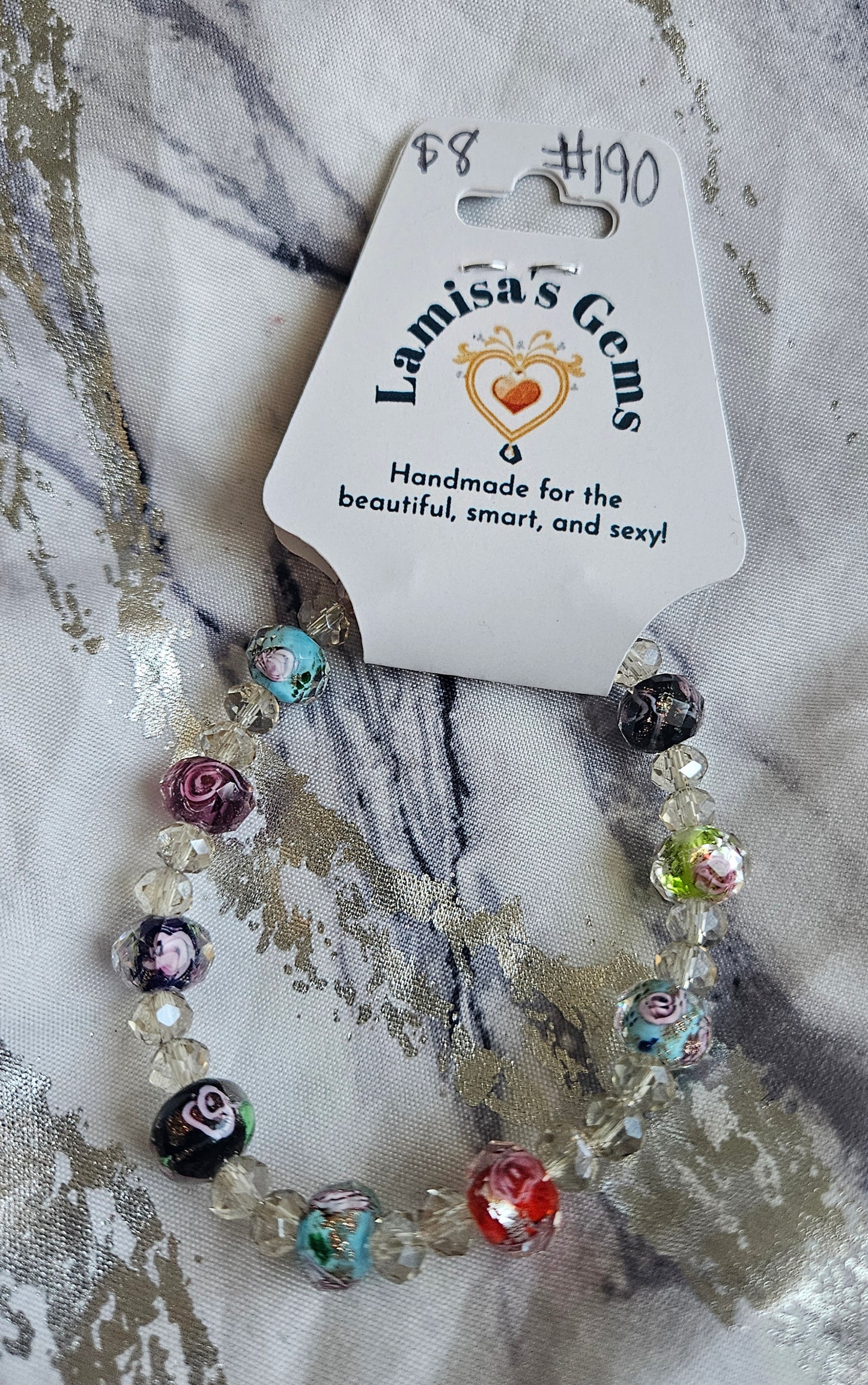 Multicolored Flower Crystal Bracelet