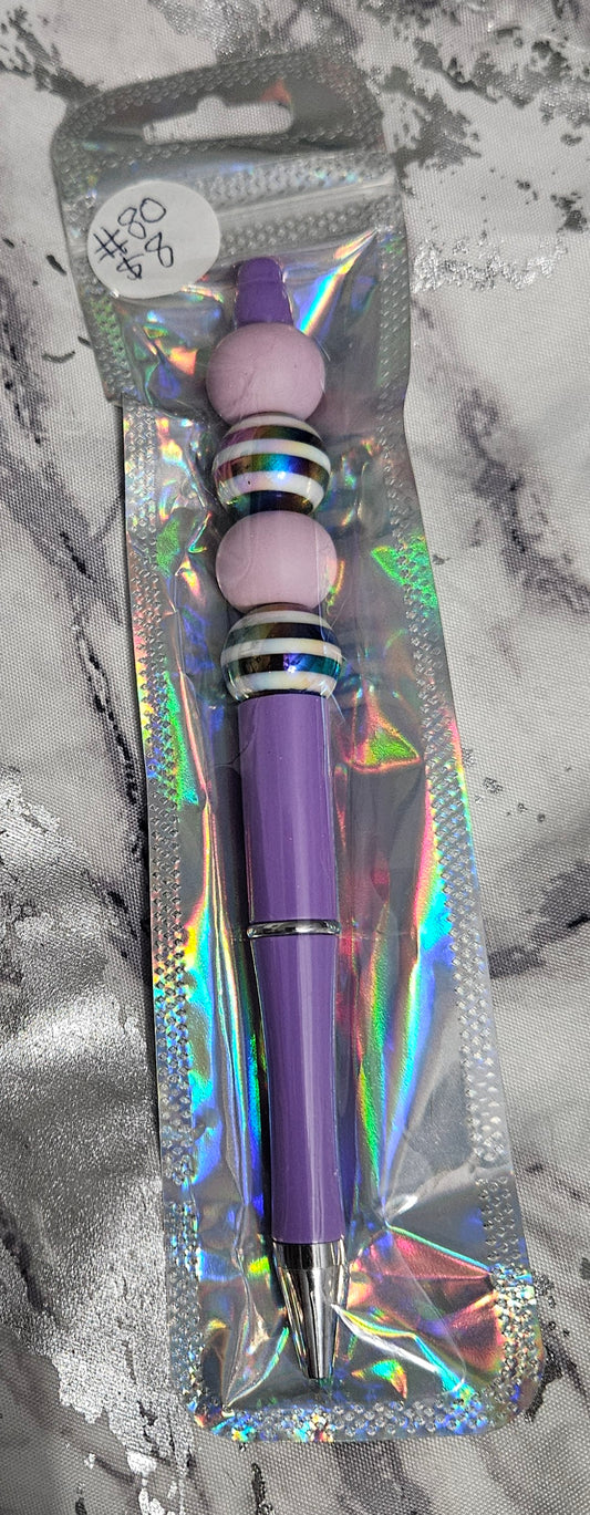 Purple Stripped Glossy Pen