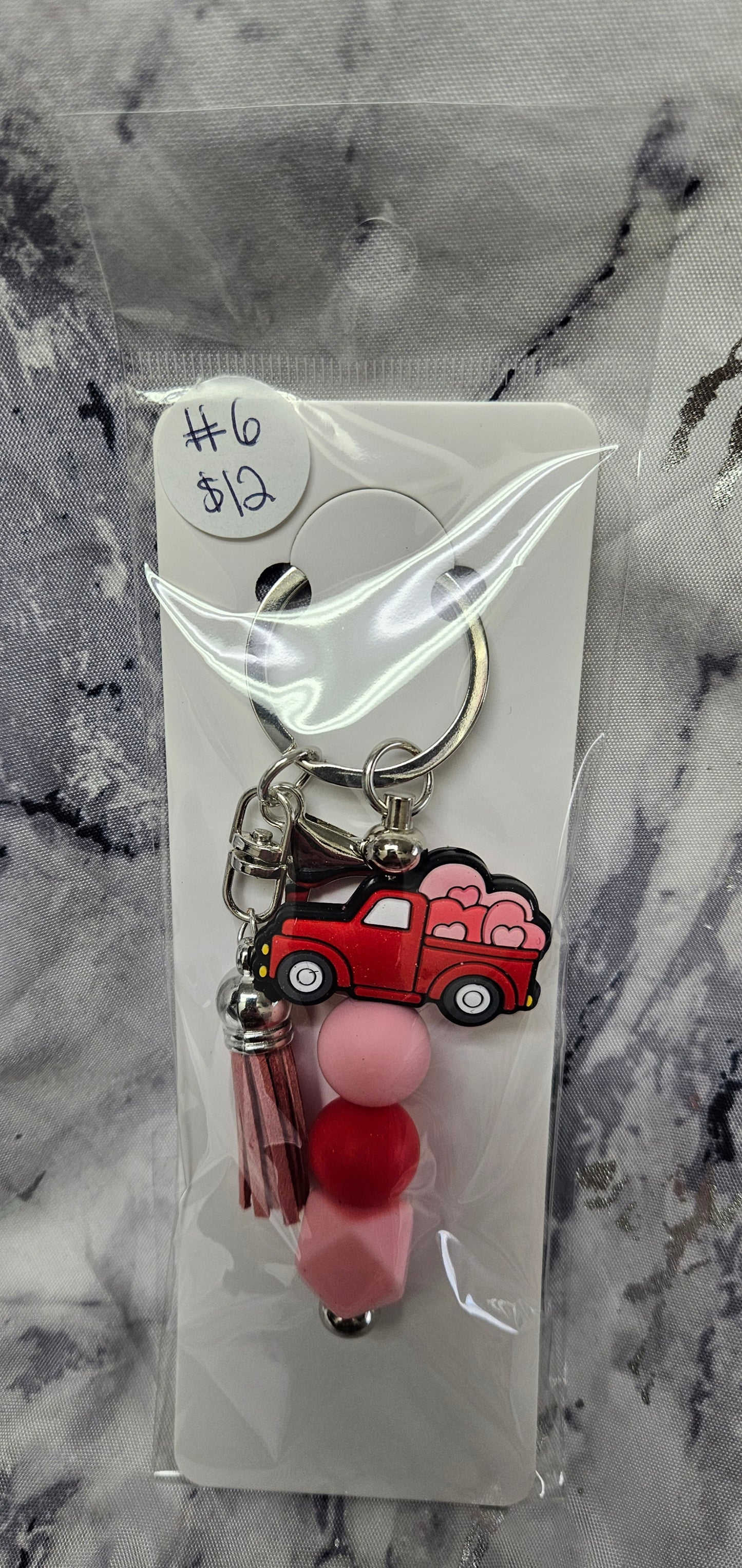 Old Red Love Truck Keychain
