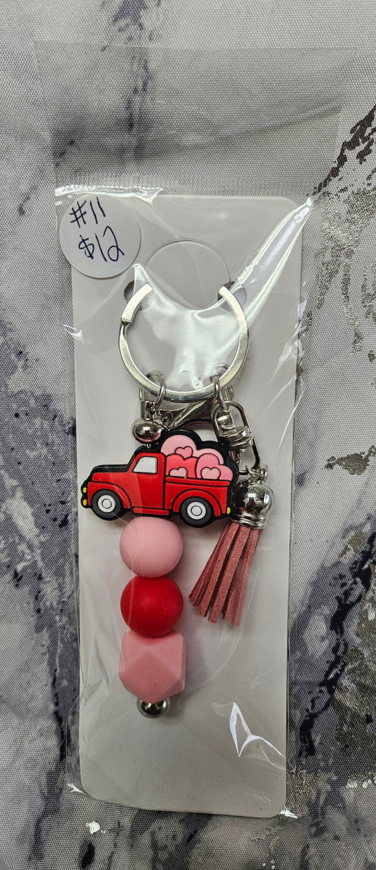 Old Red Love Truck Keychain