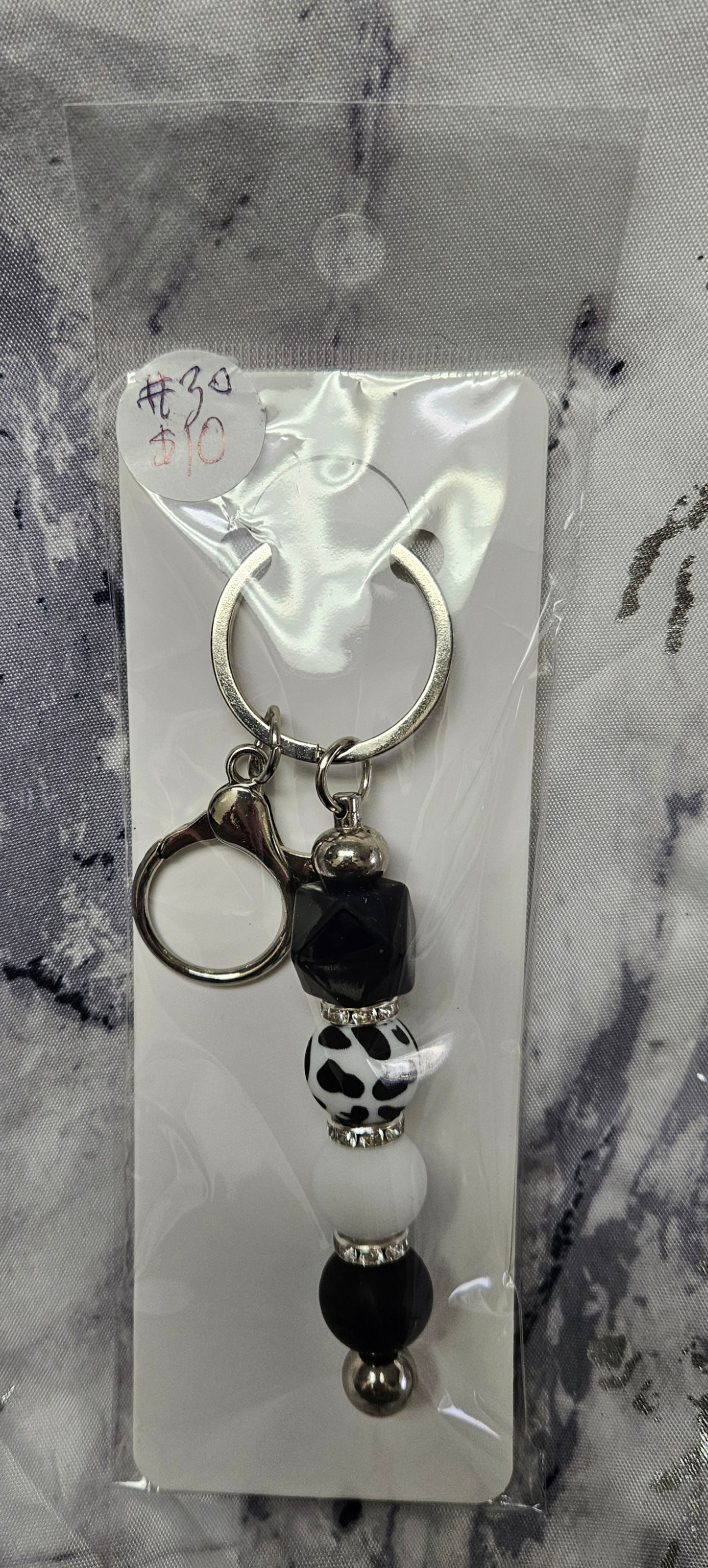 Cow Beaded Keychain