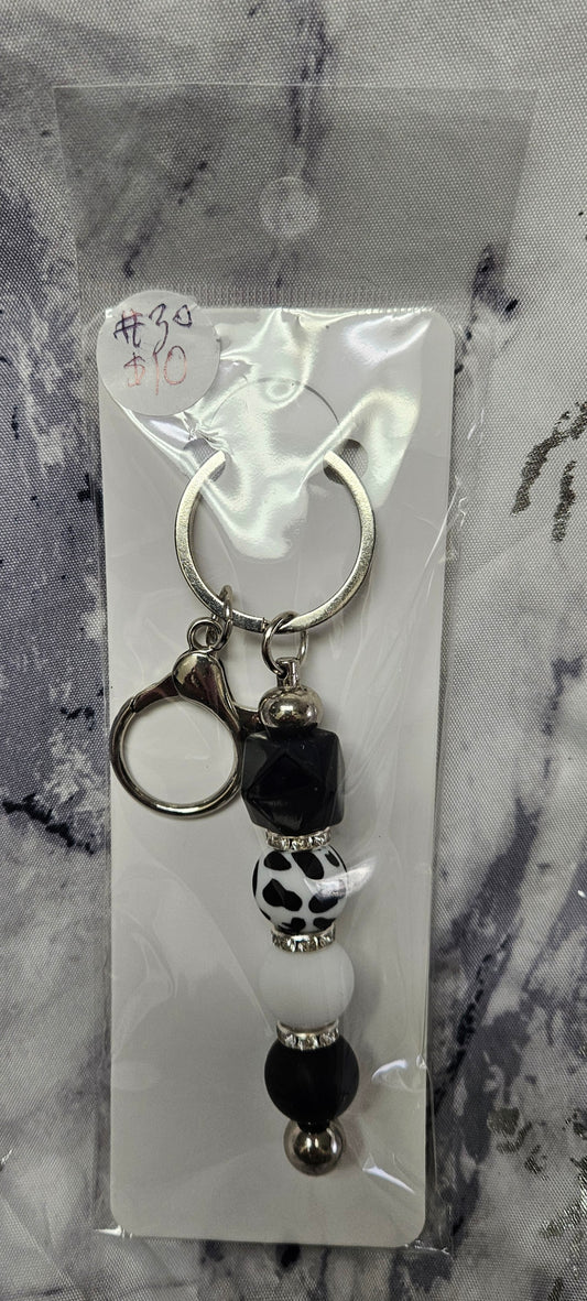 Cow Beaded Keychain