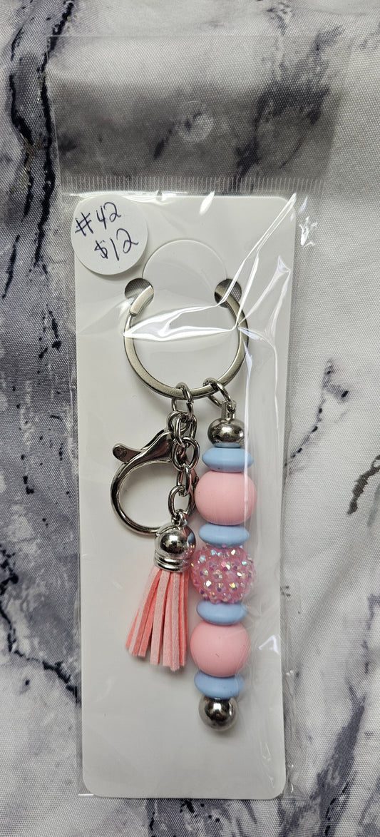 Pink Rhinestone Keychain