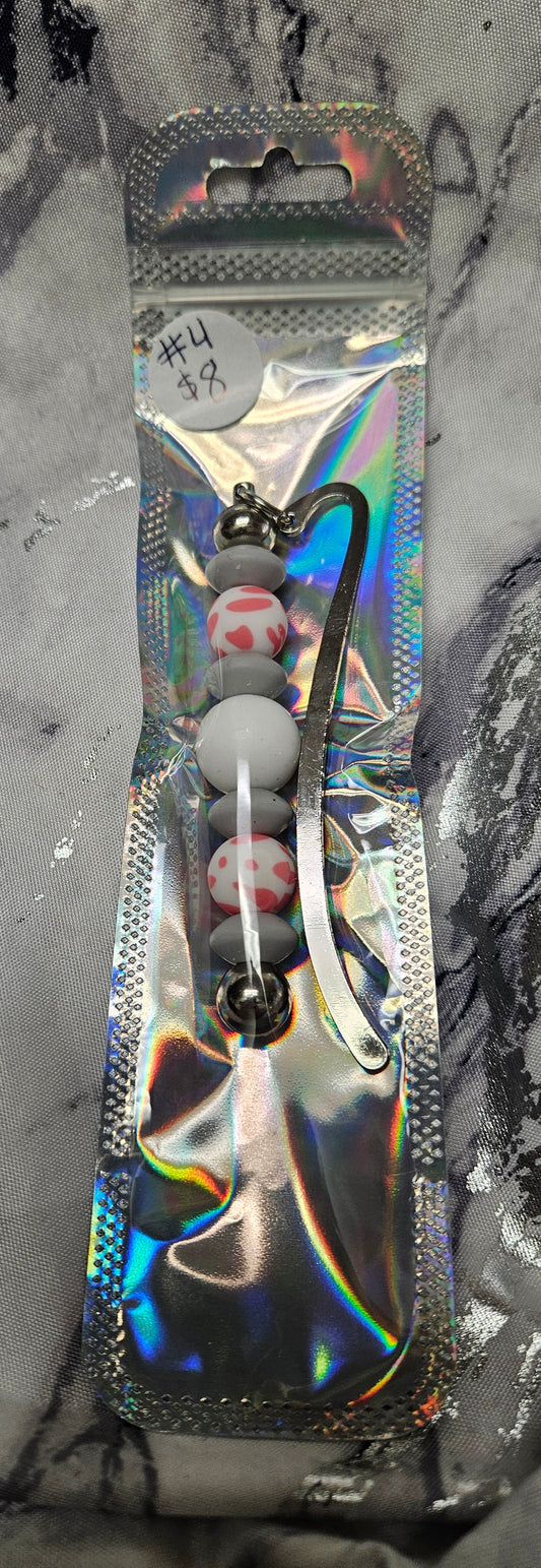 Pink Cow Bead Bookmark