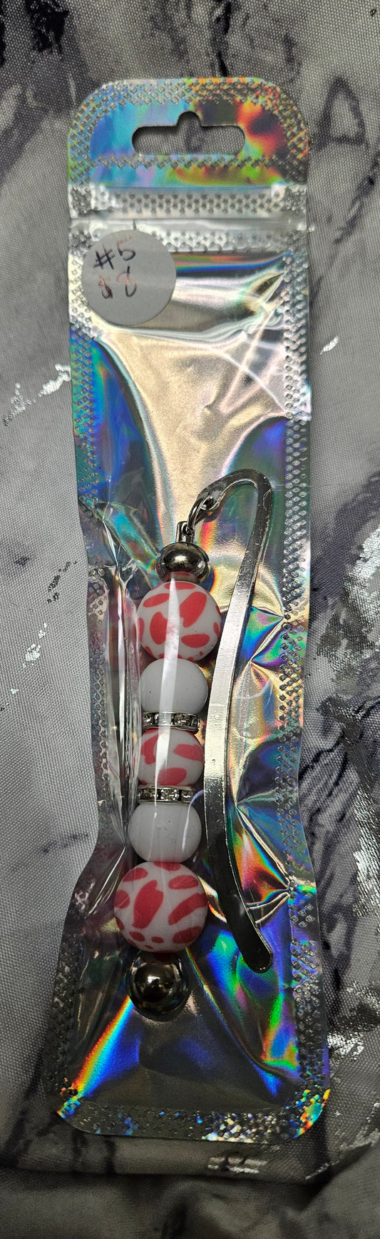 Pink Cow Bead Bookmark