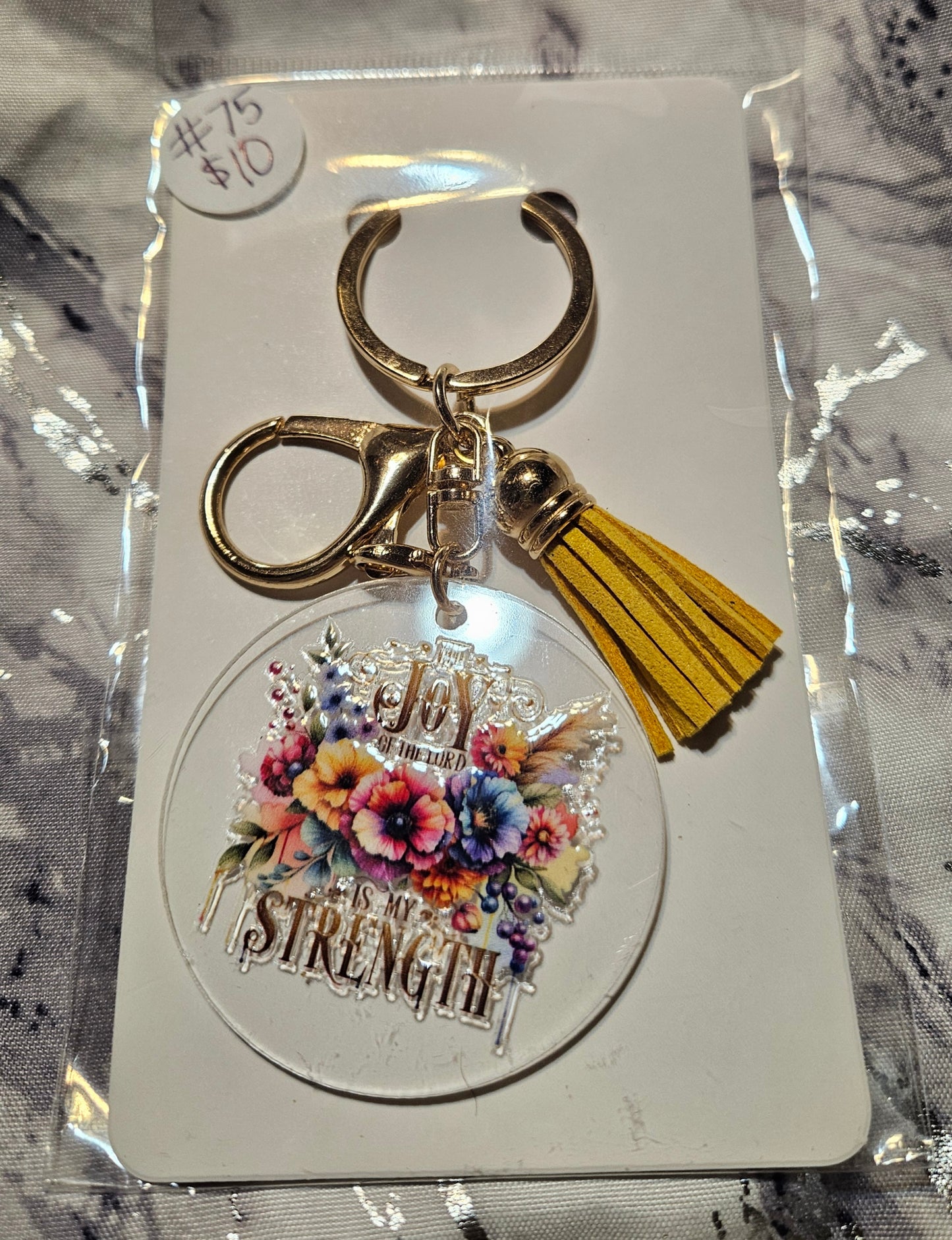The Lord is My Strength Flower Keychain