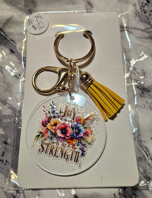 The Lord is My Strength Flower Keychain