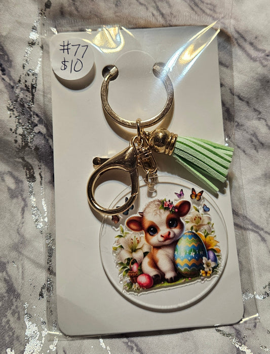 Easter Cow Keychain