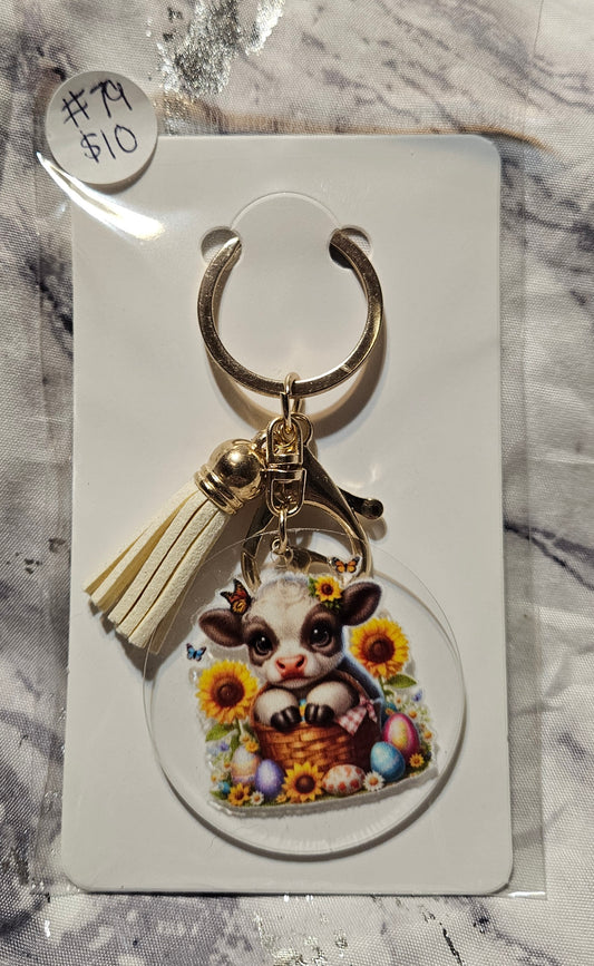 Easter Cow Keychain