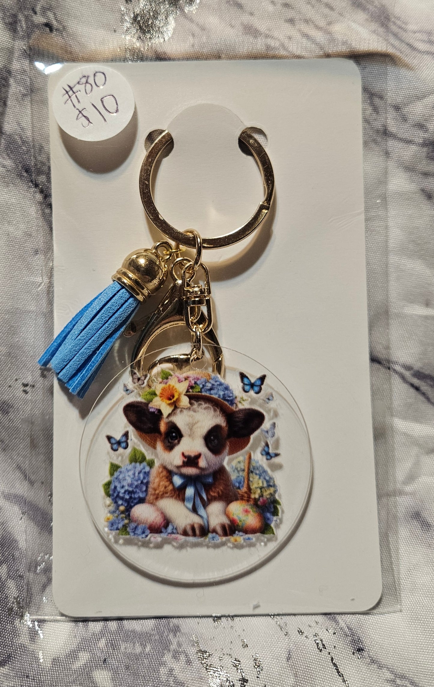 Easter Cow Keychain