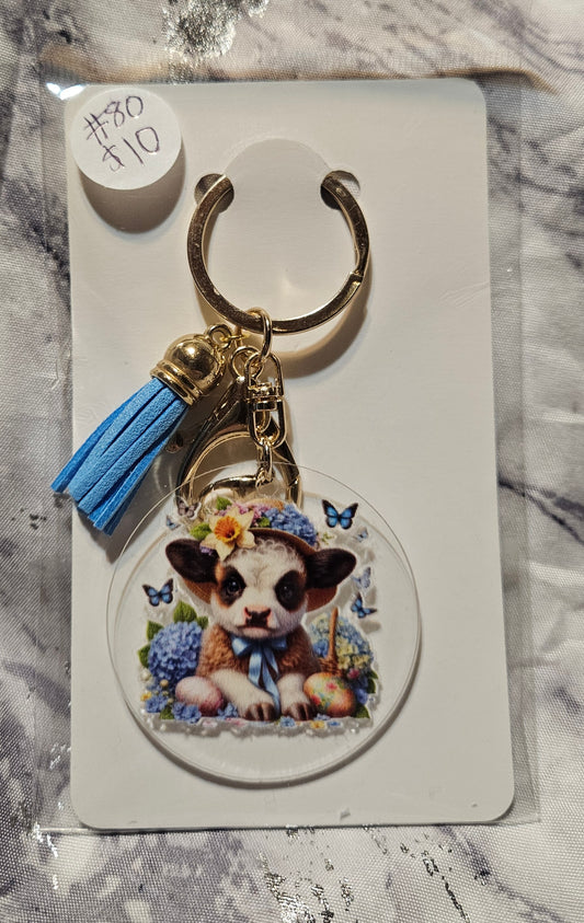 Easter Cow Keychain