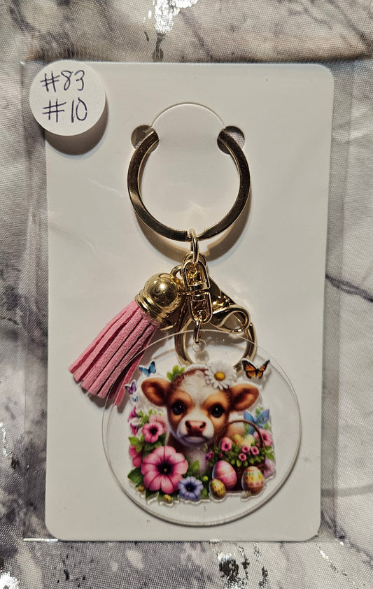 Easter Cow Keychain