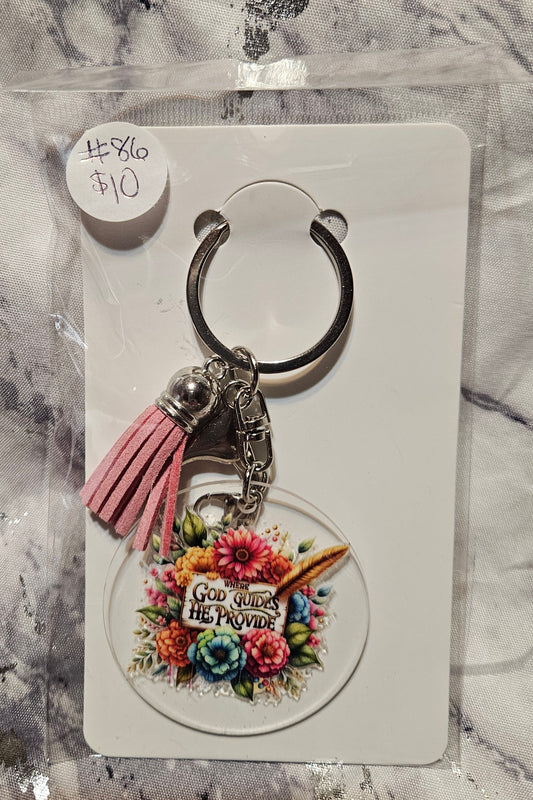 Where God Guides He Provide Keychain